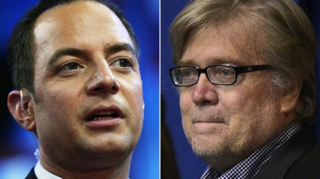 Reince Priebus (L) said Stephen Bannon was "a force for good"